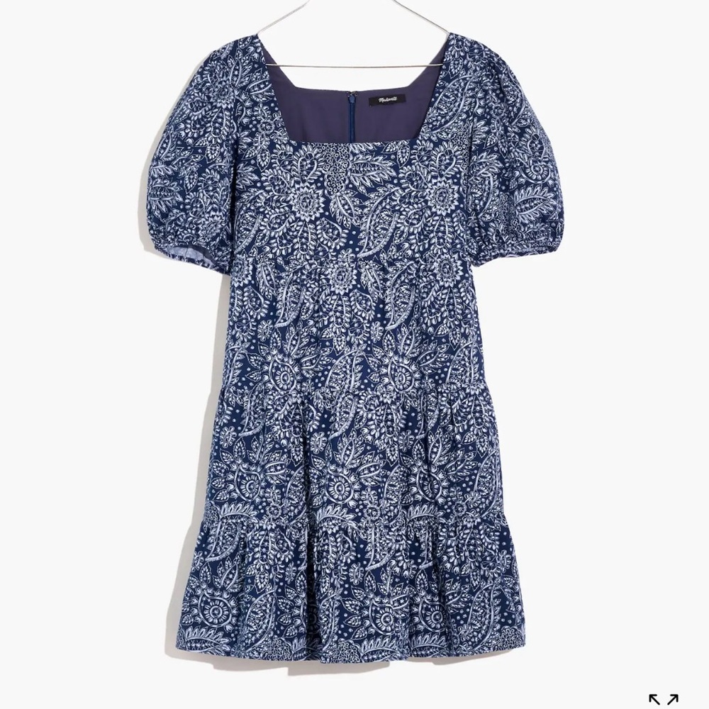 Madewell Blue Floral tiered mini Dress